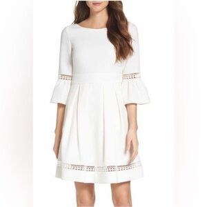 Eliza J Bell Sleeve Fit and Flare White Dress Lace Bridal Graduation Formal 8